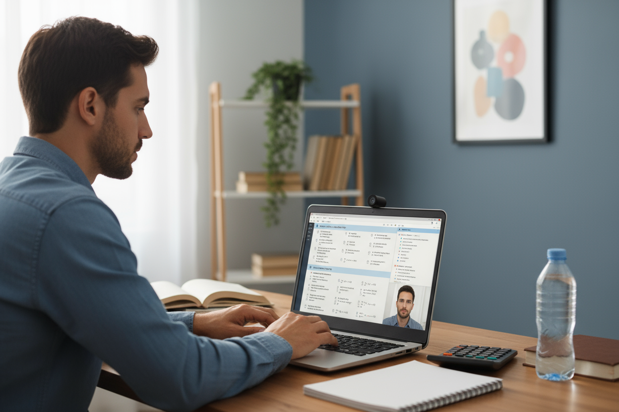 👨‍💻 Iemand die thuis via webcam examen aflegt